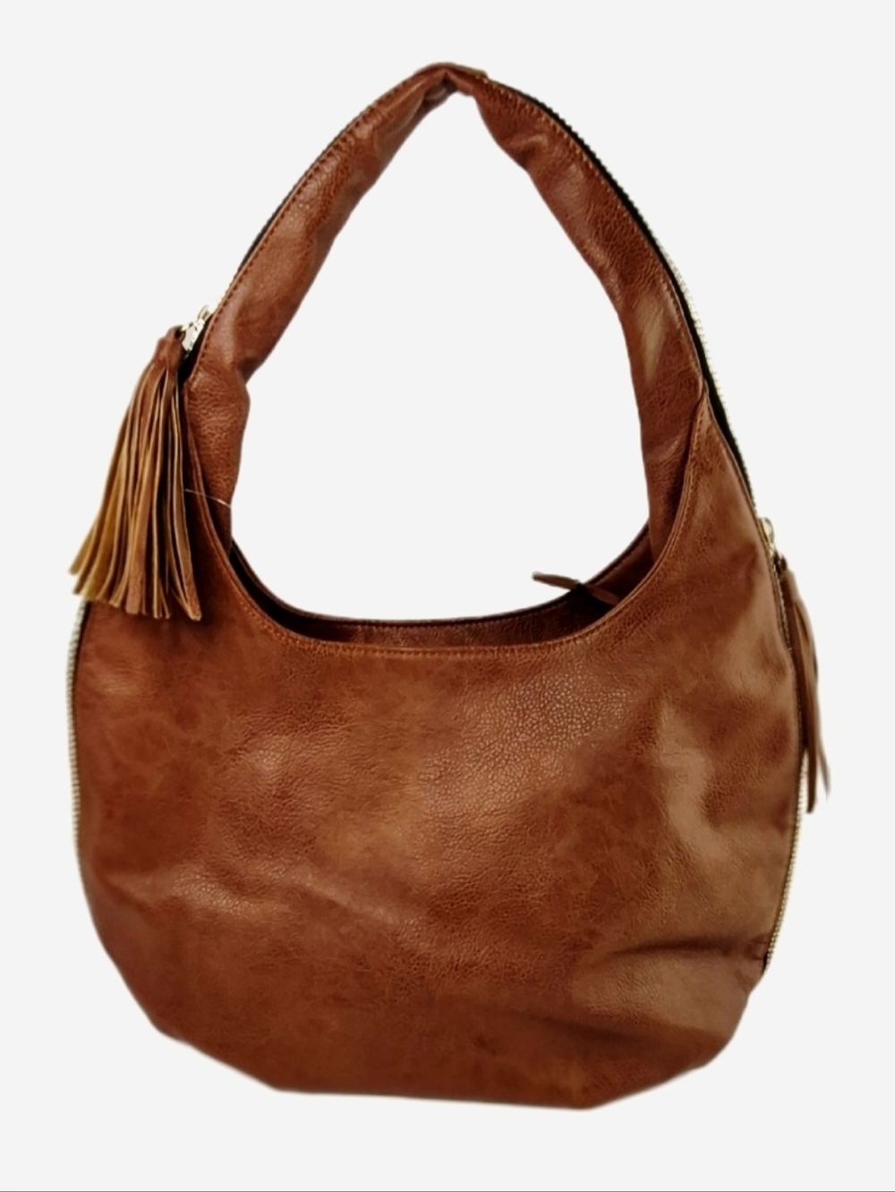 Massini Brown Faux Leather Hobo Bag